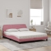 Cama con colchón terciopelo rosa 160x200 cm