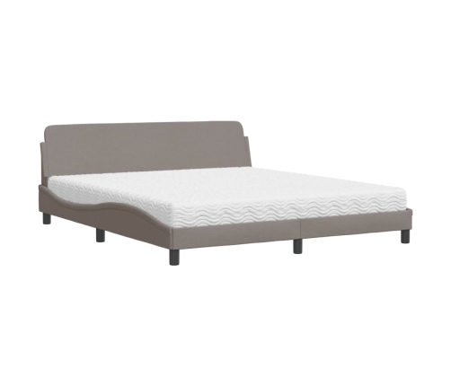 vidaXL Cama con colchón de tela gris taupe 180x200 cm