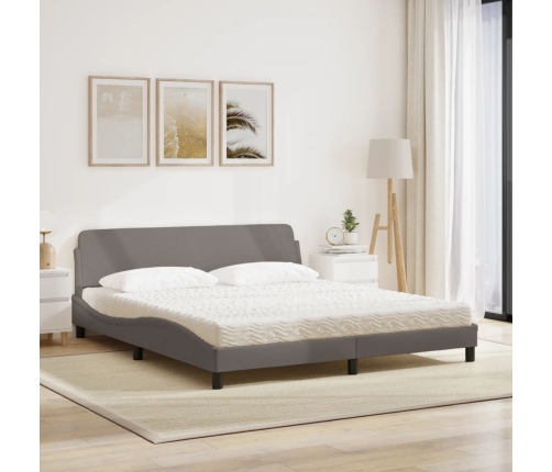 vidaXL Cama con colchón de tela gris taupe 180x200 cm