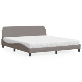 Cama con colchón de tela gris taupe 180x200 cm