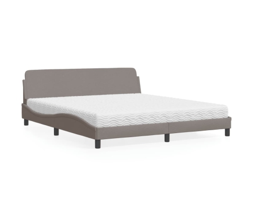 Cama con colchón de tela gris taupe 180x200 cm