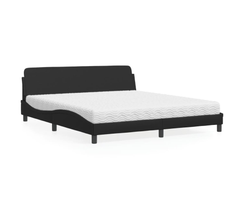 vidaXL Cama con colchón cuero sintético negro 180x200 cm