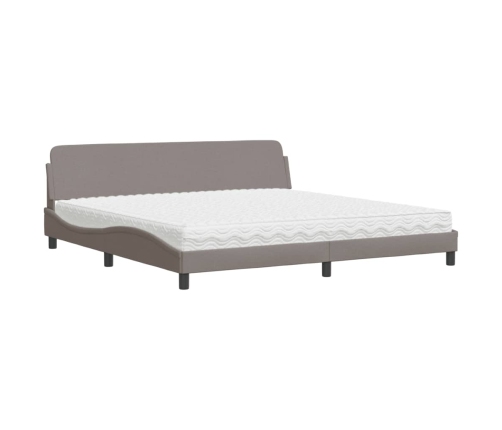 Cama con colchón tela gris taupe 200x200 cm