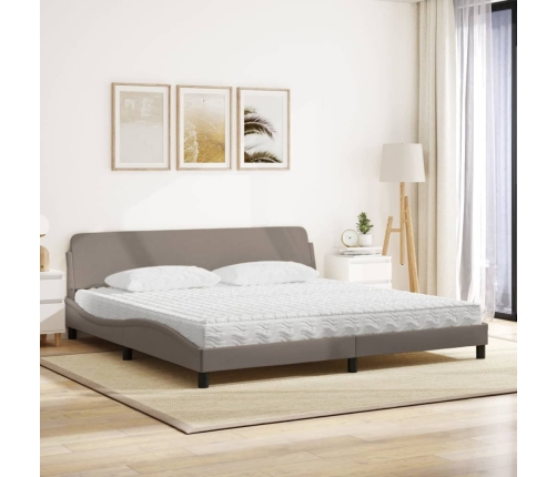 Cama con colchón tela gris taupe 200x200 cm