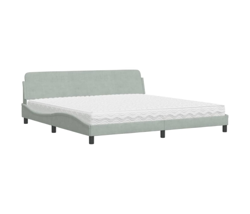 Cama con colchón terciopelo gris claro 200x200 cm