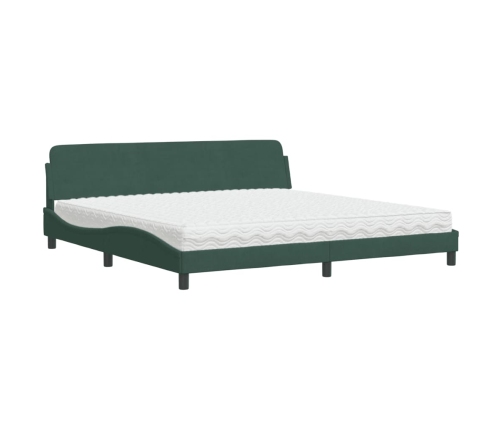 Cama con colchón terciopelo verde oscuro 200x200 cm