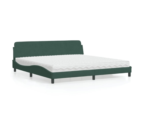 Cama con colchón terciopelo verde oscuro 200x200 cm