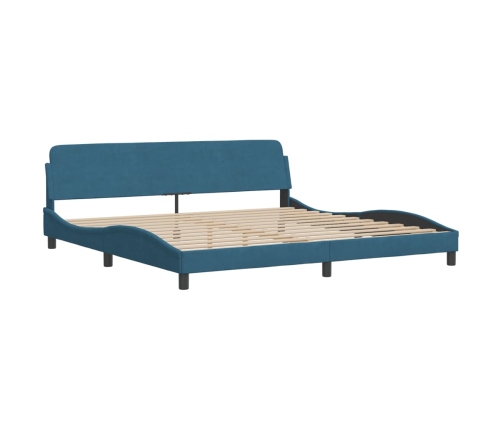 Cama con colchón terciopelo azul oscuro 200x200 cm