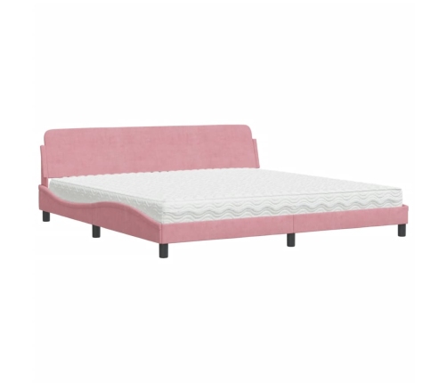 vidaXL Cama con colchón terciopelo rosa 200x200 cm