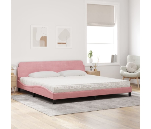 vidaXL Cama con colchón terciopelo rosa 200x200 cm