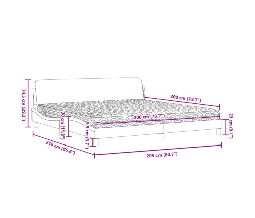 vidaXL Cama con colchón terciopelo rosa 200x200 cm