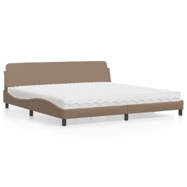 Cama con colchón cuero sintético capuchino 200x200 cm