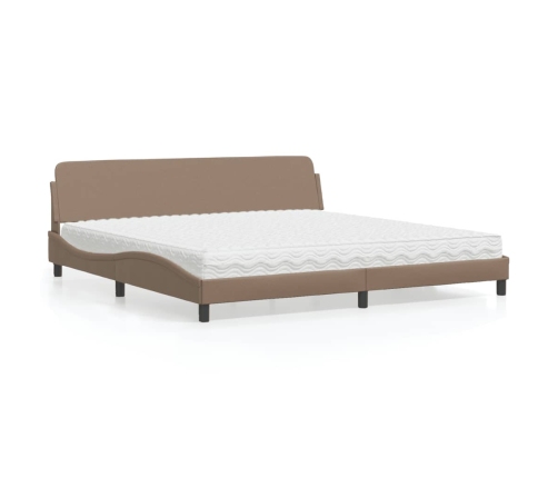 Cama con colchón cuero sintético capuchino 200x200 cm