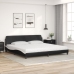 Cama con colchón cuero sintético negro y blanco 200x200 cm