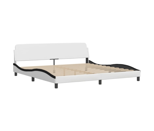 vidaXL Cama con colchón cuero sintético blanco y negro 200x200 cm