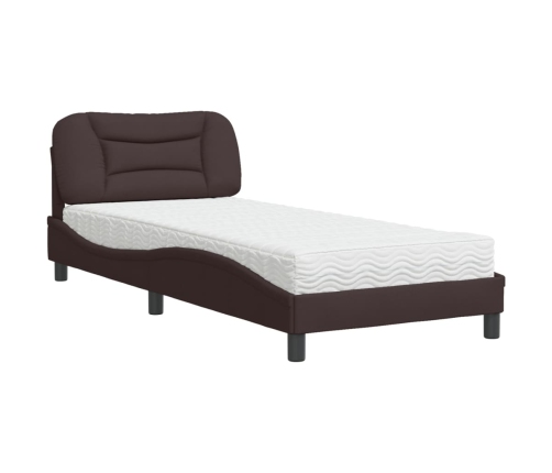 vidaXL Cama con colchón tela marrón oscuro 80x200 cm