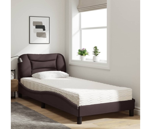 vidaXL Cama con colchón tela marrón oscuro 80x200 cm