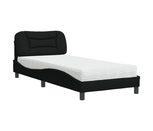 Cama con colchón tela negro 90x190 cm