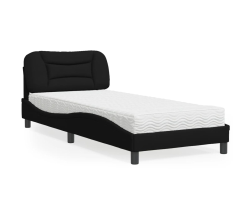 Cama con colchón tela negro 90x190 cm