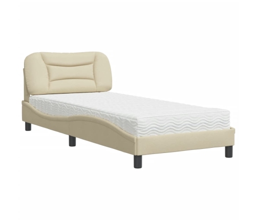 vidaXL Cama con colchón tela color crema 90x190 cm