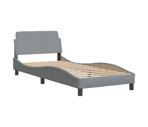 Cama con colchón tela gris claro 90x200 cm