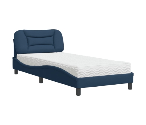 vidaXL Cama con colchón tela azul 90x200 cm