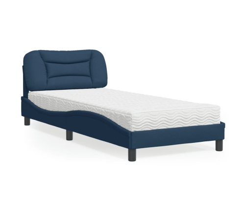 vidaXL Cama con colchón tela azul 90x200 cm