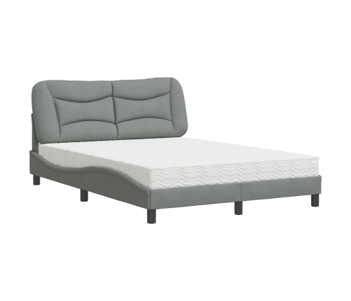 Cama con colchón tela gris claro 140x190 cm