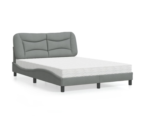 Cama con colchón tela gris claro 140x190 cm