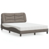 Cama con colchón tela gris taupe 140x190 cm