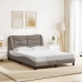 Cama con colchón tela gris taupe 140x200 cm