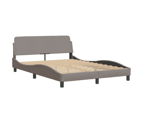 Cama con colchón tela gris taupe 140x200 cm