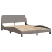 Cama con colchón tela gris taupe 140x200 cm