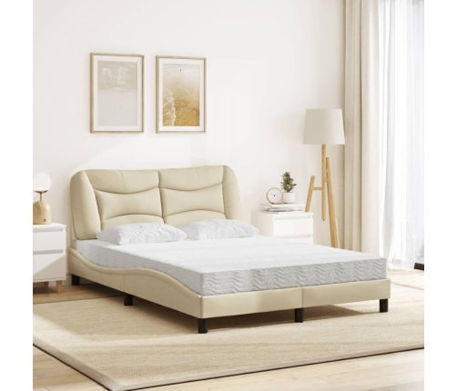 Cama con colchón tela color crema 140x200 cm
