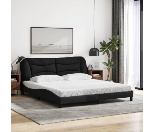 vidaXL Cama con colchón de tela negro 180x200 cm