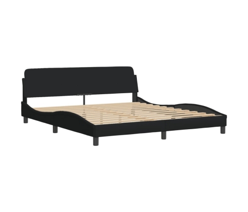 vidaXL Cama con colchón de tela negro 180x200 cm