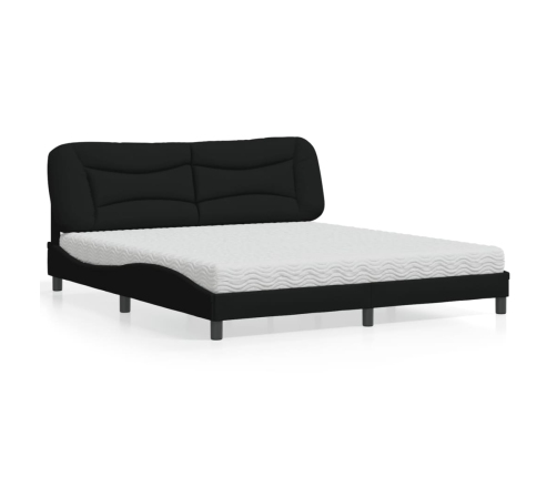 vidaXL Cama con colchón de tela negro 180x200 cm