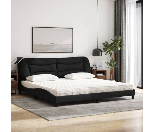 Cama con colchón tela negro 200x200 cm