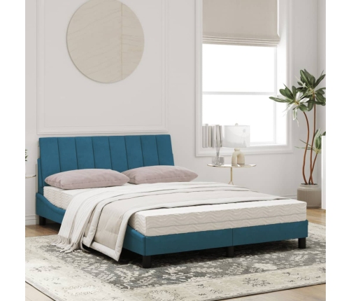 vidaXL Cama con colchón azul terciopelo 120x200 cm