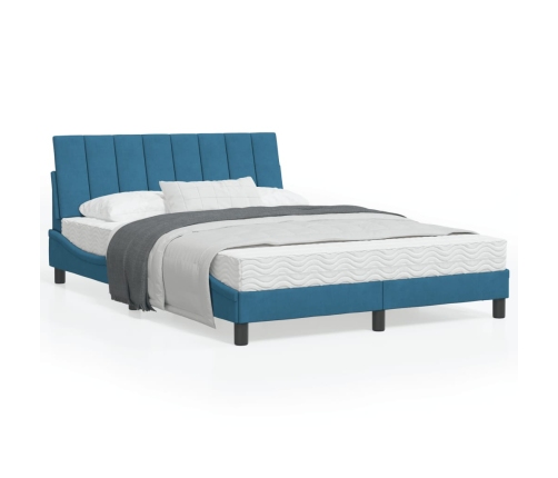 vidaXL Cama con colchón azul terciopelo 120x200 cm