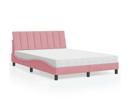 Cama con colchón terciopelo rosa 120x200 cm