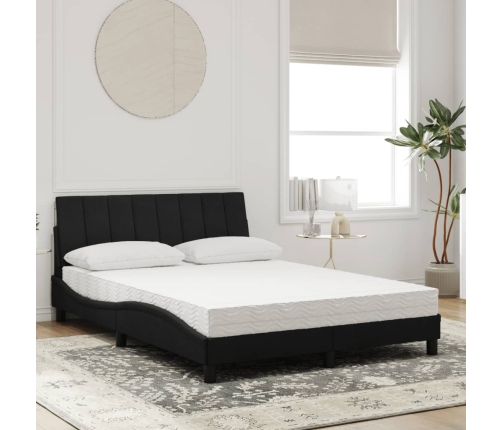 Cama con colchón terciopelo negro 140x190 cm