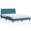 Cama con colchón terciopelo azul 140x190 cm