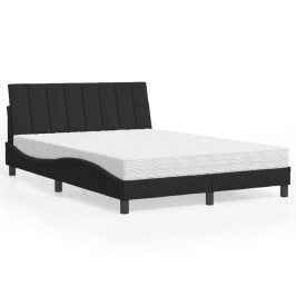 Cama con colchón terciopelo negro 140x200 cm