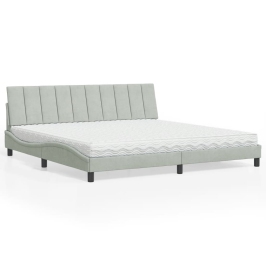 Cama con colchón terciopelo gris claro 200x200 cm