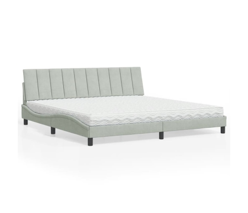 vidaXL Cama con colchón terciopelo gris claro 200x200 cm