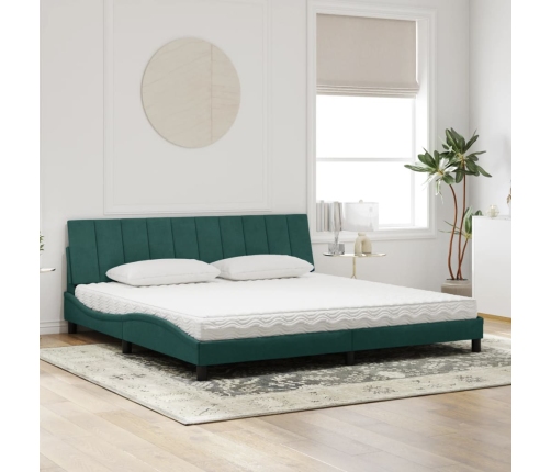 Cama con colchón terciopelo verde oscuro 200x200 cm