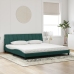 Cama con colchón terciopelo verde oscuro 200x200 cm