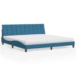Cama con colchón terciopelo azul oscuro 200x200 cm