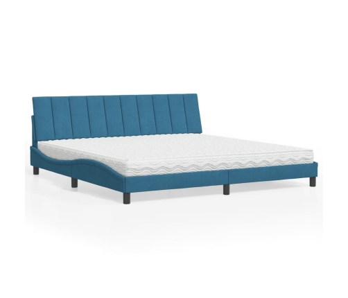 Cama con colchón terciopelo azul oscuro 200x200 cm